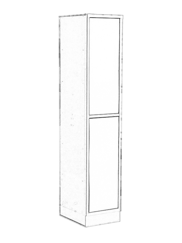 Clothing locker with single wooden door or PC door