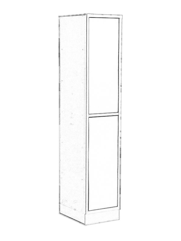 Clothing locker with single wooden door or PC door