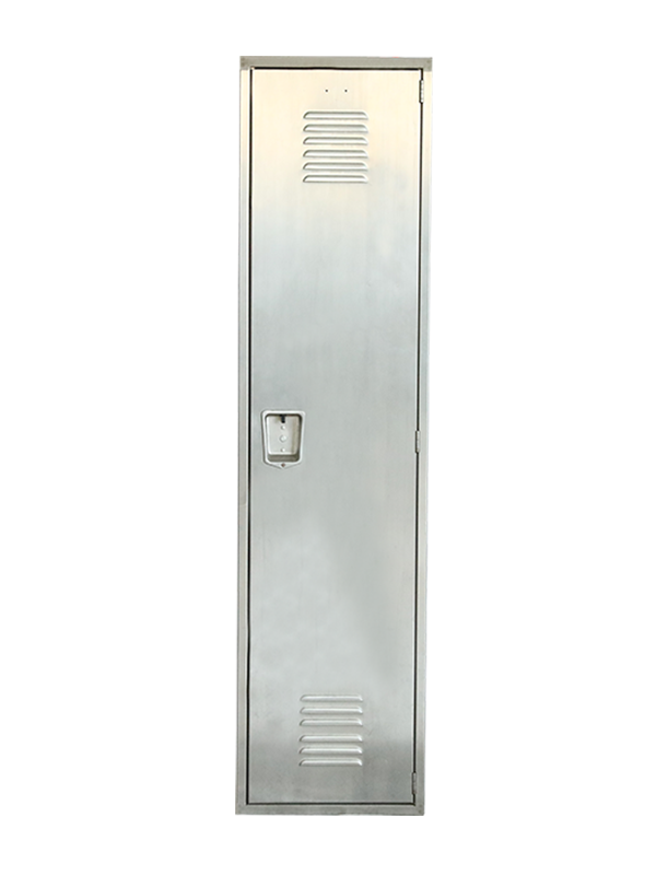 How should the hardware and fasteners of stainless steel lockers be maintained?