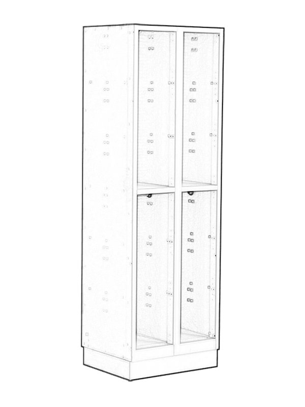 Clothing locker with double wooden doors or PC door