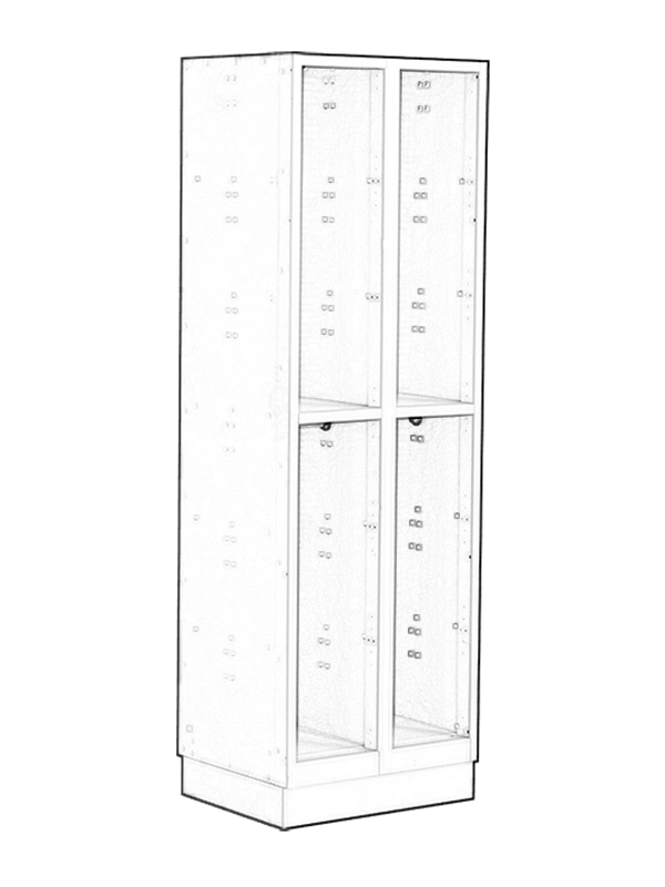 Clothing locker with double wooden doors or PC door