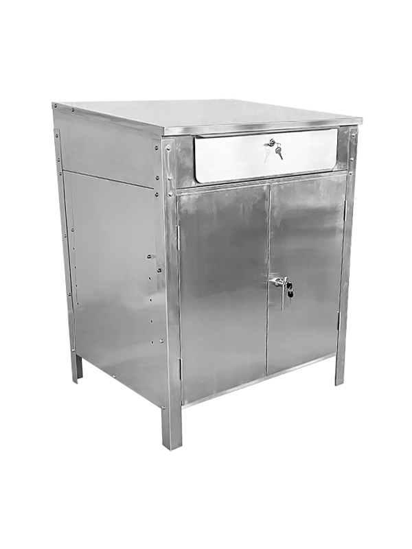 Stainless steel receiving desk with drawers and lockers applicate in shops</a>